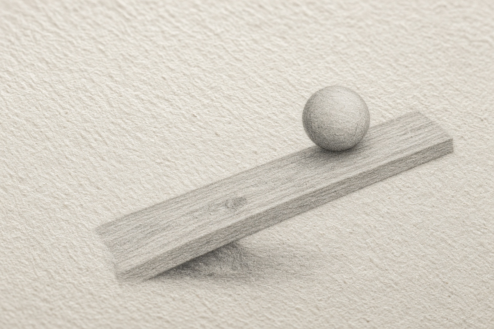 Grey still of a marble on a ramp